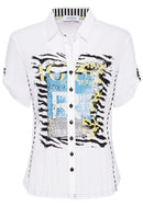 Front Print Blouse - White Print