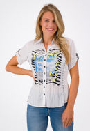 Front Print Blouse - White Print