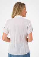 Front Print Blouse - White Print