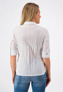 Long Sleeve Print Blouse - White Print