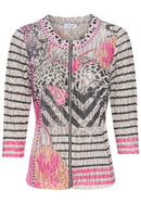 Stripe and Print Jacket - Light Pink Print
