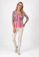 Stripe and Print Jacket - Light Pink Print