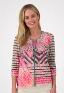 Stripe and Print Jacket - Light Pink Print