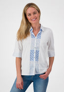 Stripe Planket Shirt Blouse - Light Blue Stripe