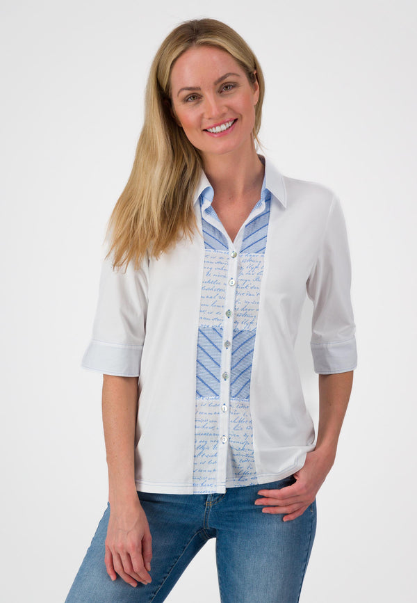 Stripe Planket Shirt Blouse - Light Blue Stripe
