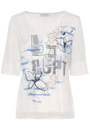 Print V Neck Shirt - Blue Print