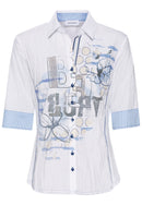 Short Sleeve Print Blouse - Blue Print