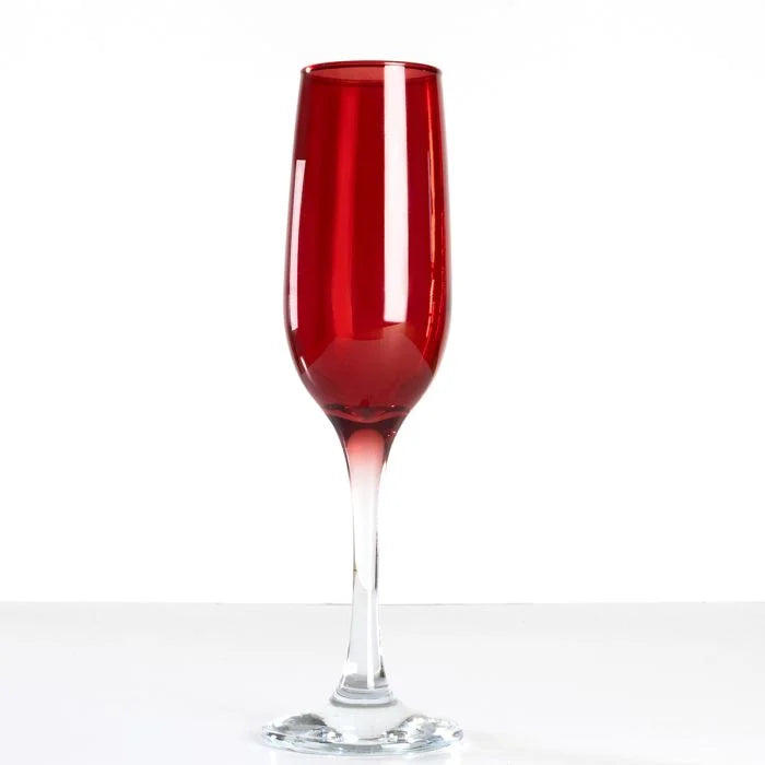 Set of 4 Red Champagne Flutes