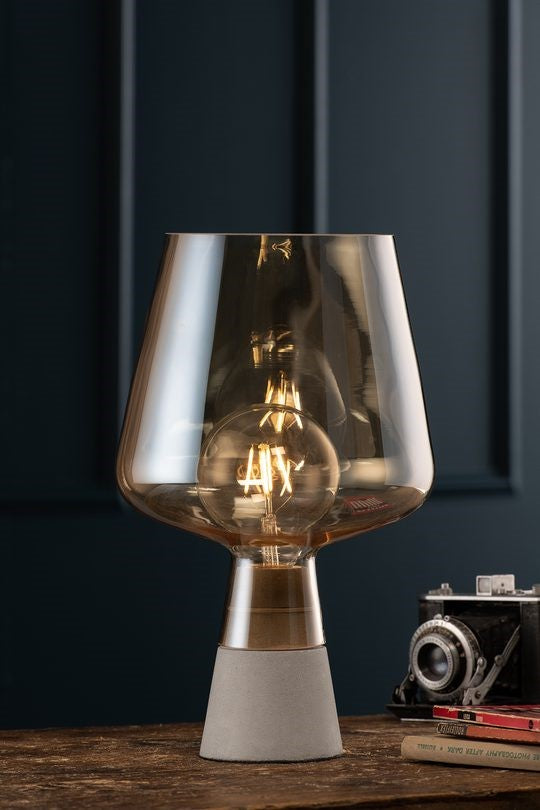 Large Glass Table Lamp - Amber