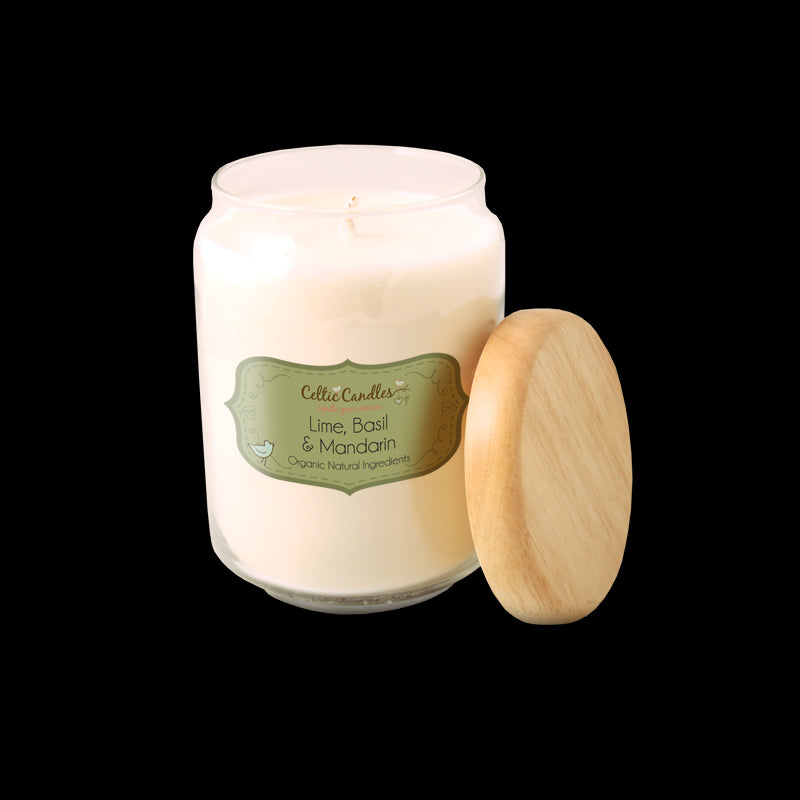 Wood Top Large Jar - Lime Basil & Mandarin