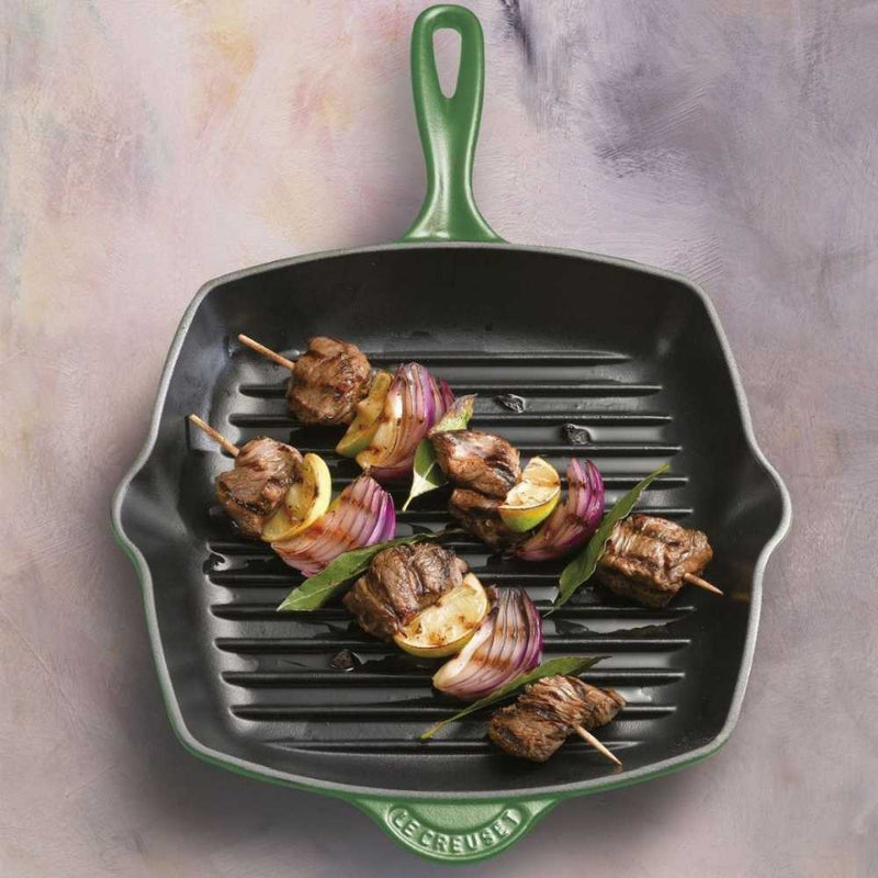 26cm Square Cast Iron Grill Pan - Bamboo