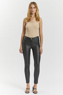Lexy Faux Leather Stretch Skinny Jeans - Black