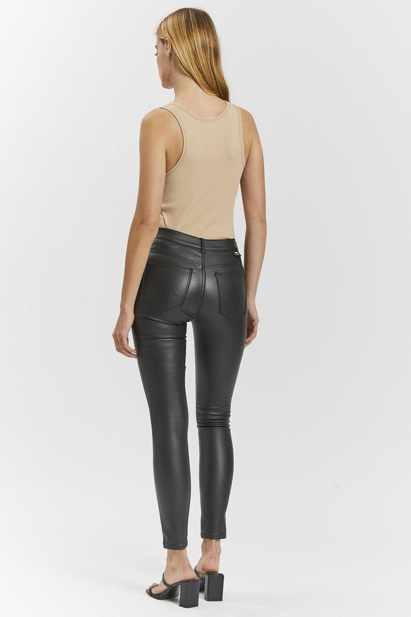 Lexy Faux Leather Stretch Skinny Jeans - Black
