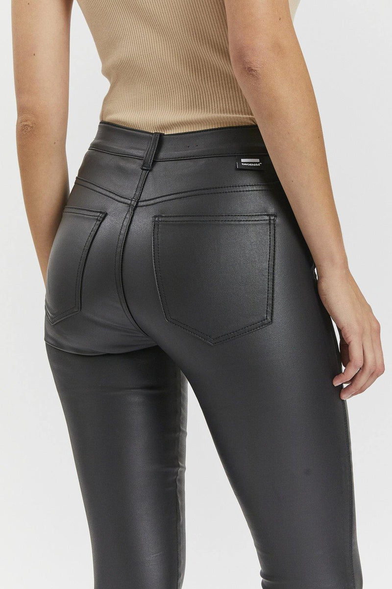 Lexy Faux Leather Stretch Skinny Jeans - Black