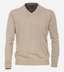 Plain V-neck Jumper - Light Beige