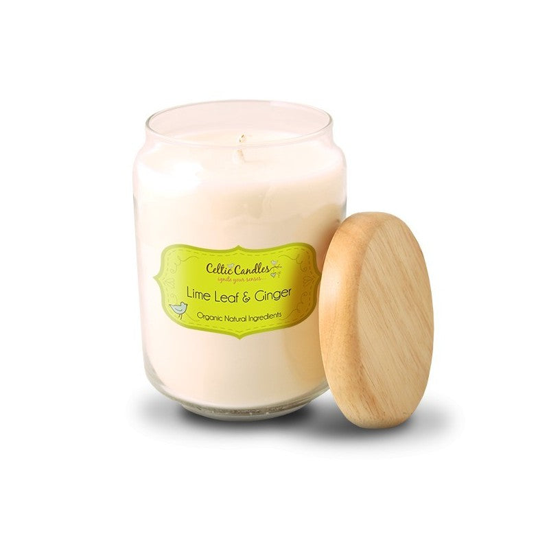 Wood Top Large Jar - Lime Leaf & Ginger