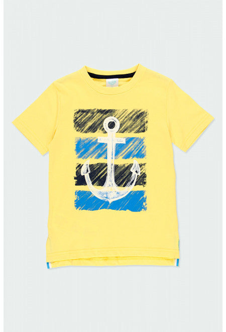 Short Sleeve Anchor Print T-shirt - Yellow