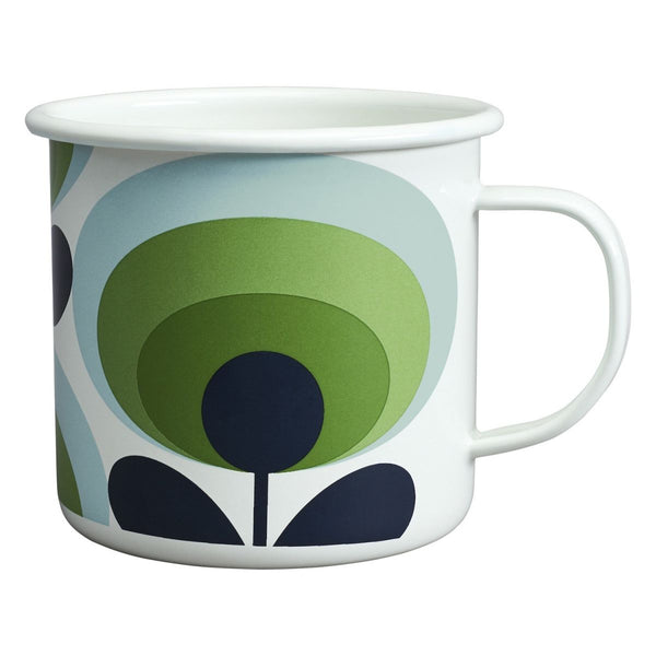 Orla Kiely 70s Flower Enamel Mug - Apple Green