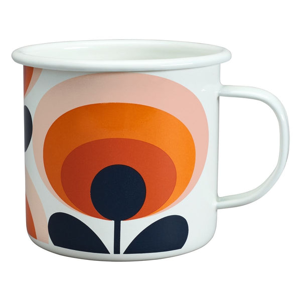 Orla Kiely 70s Flower Enamel Mug - Persimmon