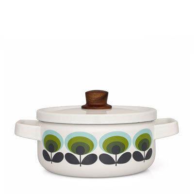 Orla Kiely 70s Multi-Flower Medium Enamel Casserole Dish