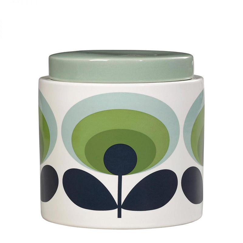Orla Kiely 70s Oval Flower Ceramic Storage Jar - Green