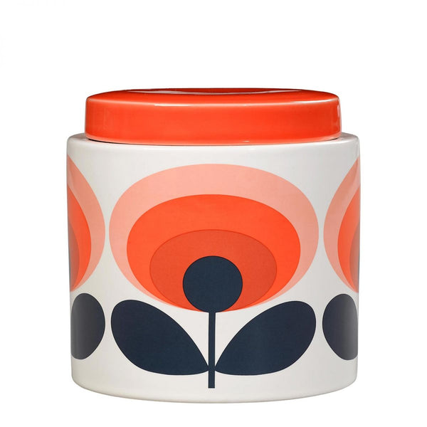 Orla Kiely 70s Oval Flower Ceramic Storage Jar - Orange