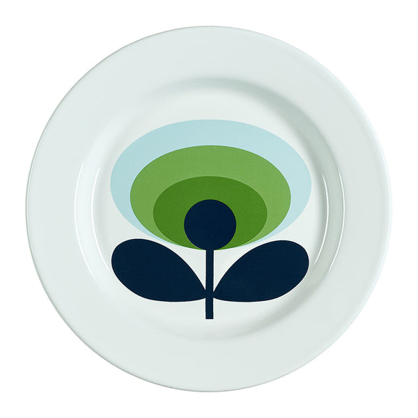 Orla Kiely 70s Oval Flower Enamel Plate - Apple Green