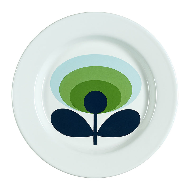 Orla Kiely 70s Oval Flower Enamel Plate - Apple Green