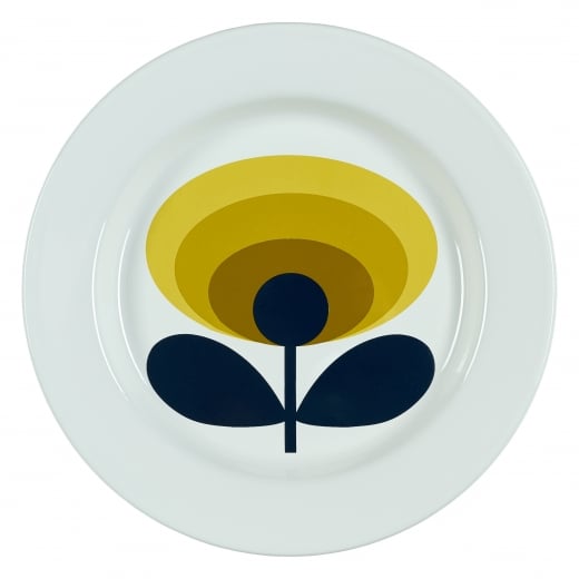 Orla Kiely 70s Oval Flower Enamel Plate - Dandelion