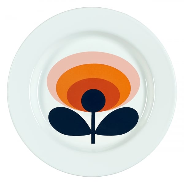 Orla Kiely 70s Oval Flower Enamel Plate - Persimmon