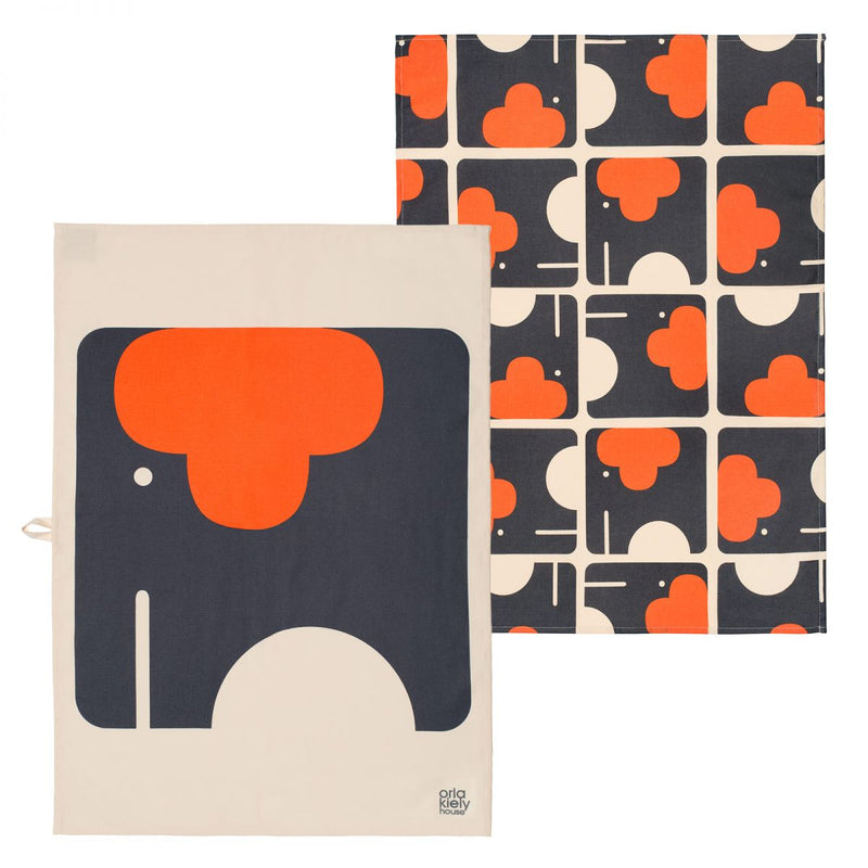 Orla Kiely Elephant Tea Towel - Set of 2
