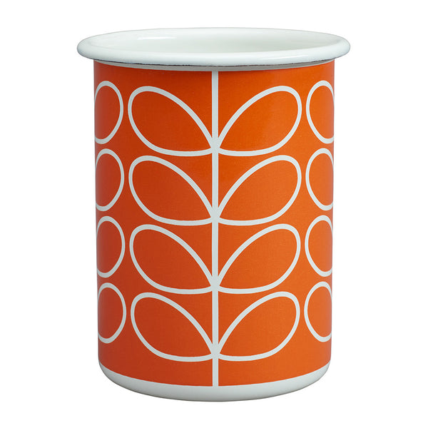 Orla Kiely Linear Stem Enamel Tumbler - Persimmon