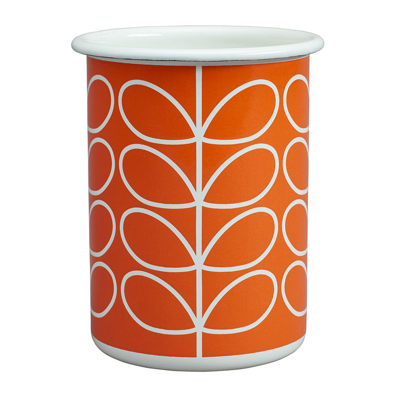 Orla Kiely Linear Stem Enamel Tumbler - Persimmon