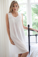 Sleeveless Highback Nightdress - White