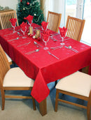 Peggy Wilkins Sparkly Snowflakes Round Tablecloth 67" - Crimson