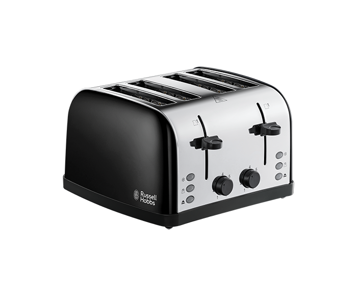 Stainless Steel 4 Slice Toaster - Black