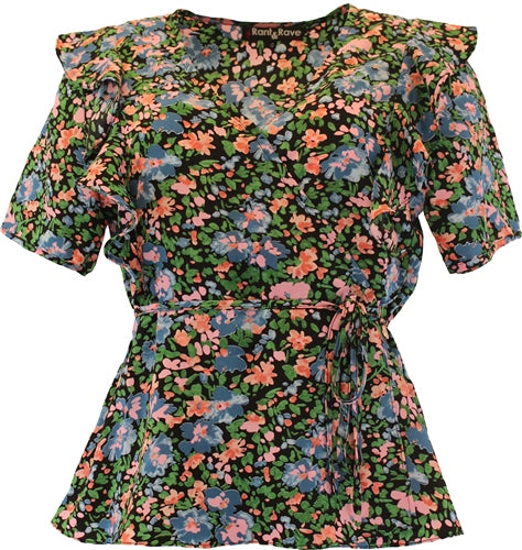 Rhea Wrap Top - Black