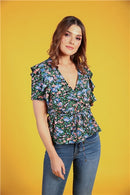 Rhea Wrap Top - Black