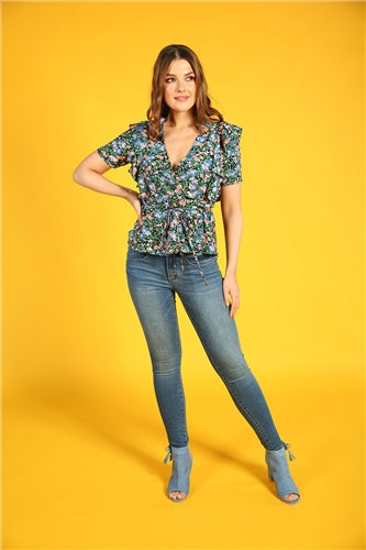 Rhea Wrap Top - Black