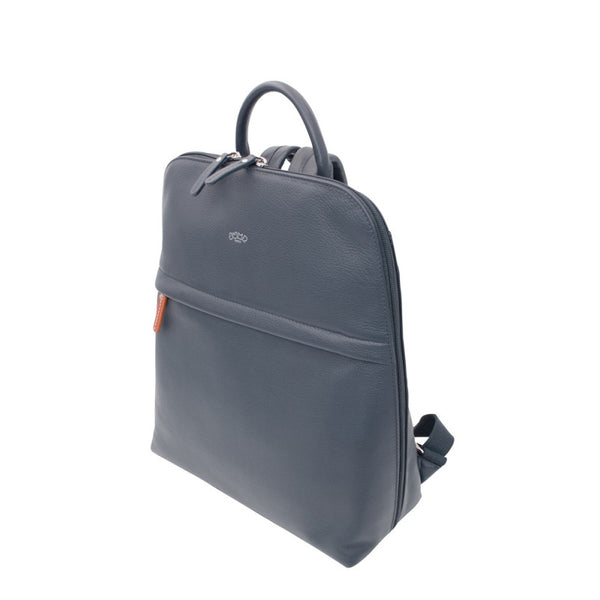 Uppsala Leather Flat Backpack - Marine Navy