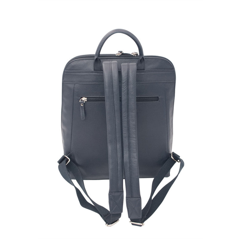 Uppsala Leather Flat Backpack - Marine Navy