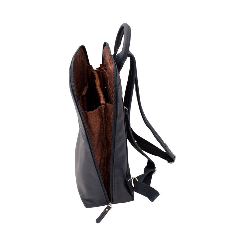 Uppsala Leather Flat Backpack - Marine Navy