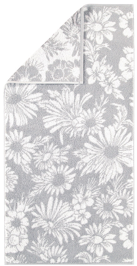 Two Tone Floral Towel - Platinum