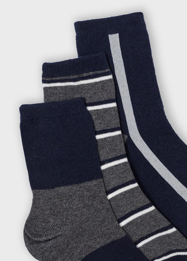3 Pair Striped Socks Set - Navy
