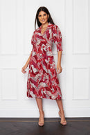 Katherine Collared Midi Dress - Red/pink