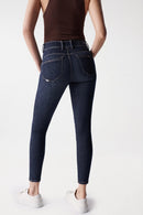 Secret Button Pocket Skinny - Blue