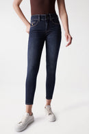 Secret Button Pocket Skinny - Blue
