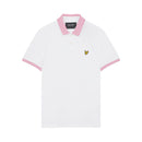 Striped Collar Polo - White/electric Pink