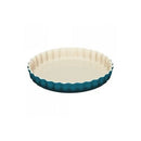28cm Stoneware Fluted Flan Dish - Teal