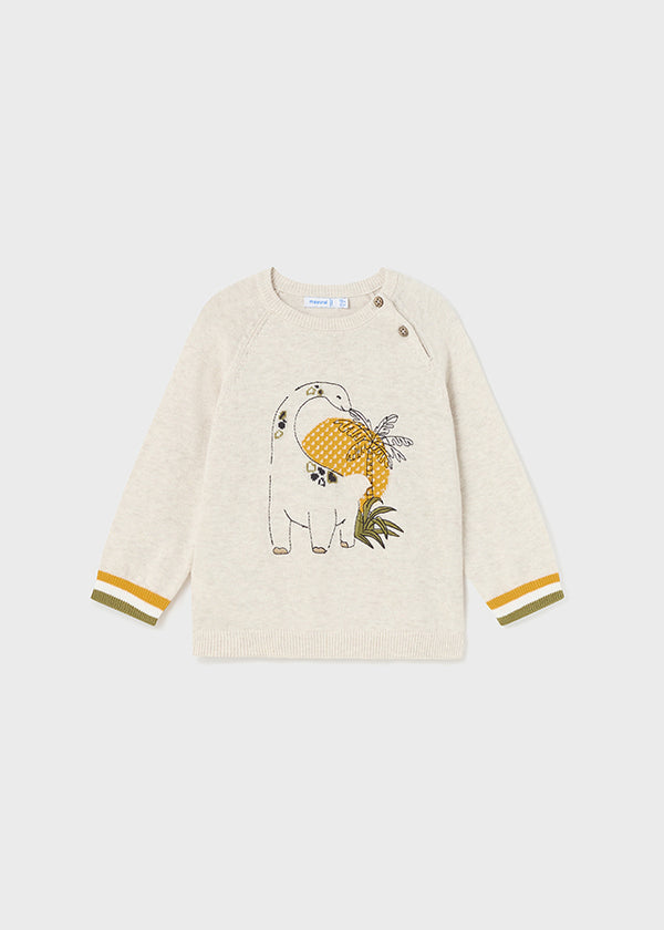 Intarsia Embroidered Jersey - Oat